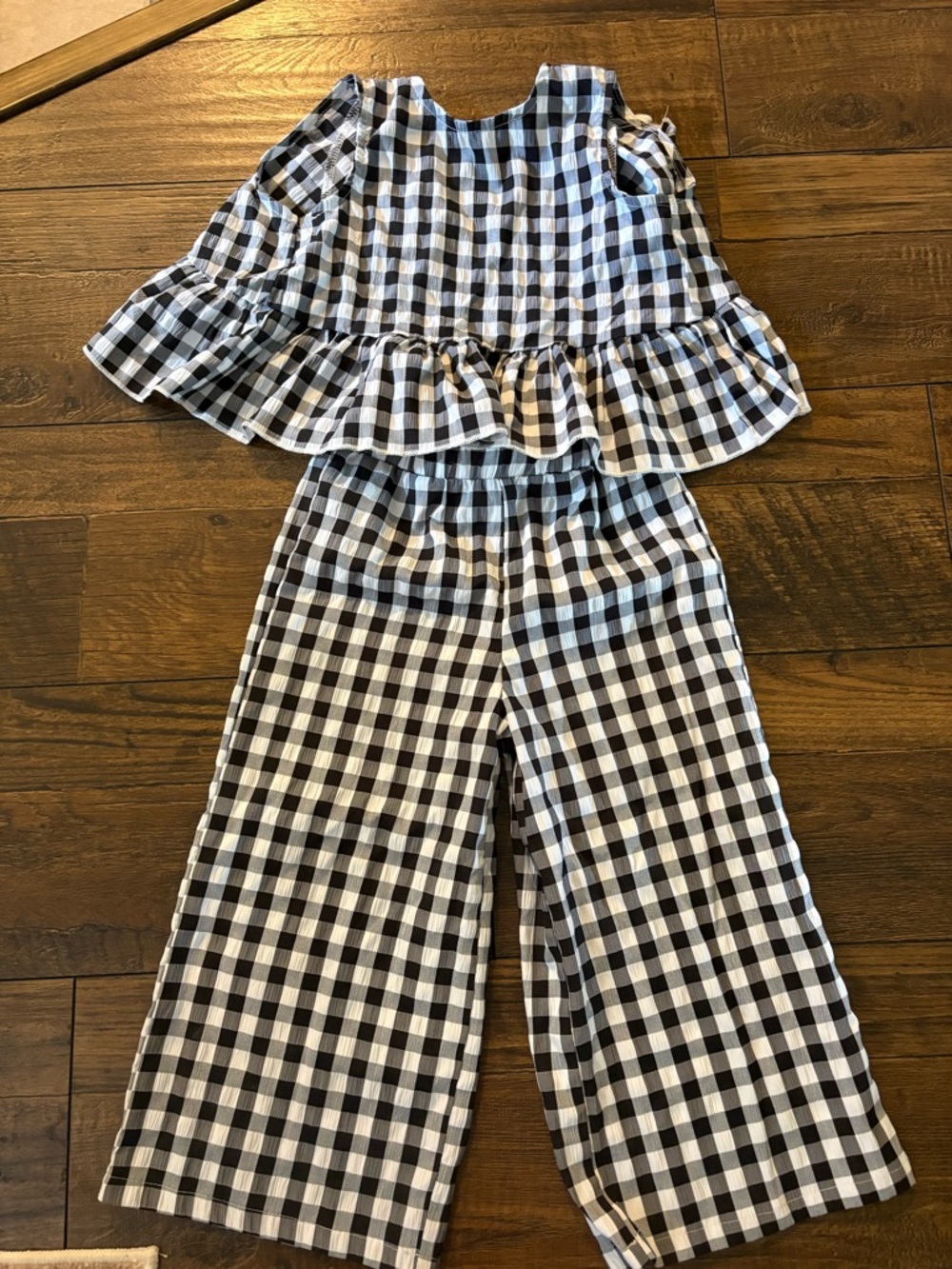 SHEIN Black and White Gingham Kids Matching Set